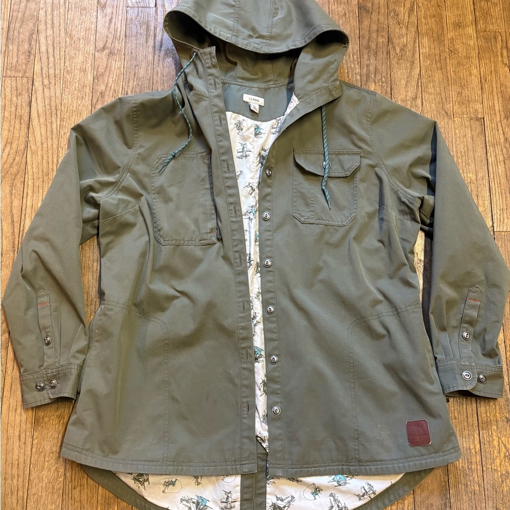 L.L. Bean Women’s Hooded Lined Spring Parka Utility Jacket